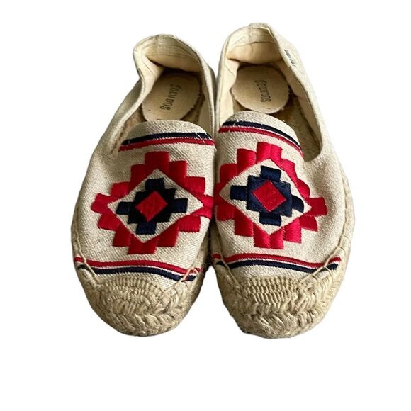 SOLUDOS Cream Slip-On Embroidered Espadrilles Smoking Slippers Sandals Loafers 8 - Picture 4 of 12